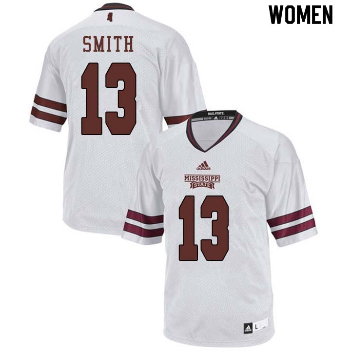 Women #13 Braden Smith Mississippi State Bulldogs College Football Jerseys Sale-White - Click Image to Close